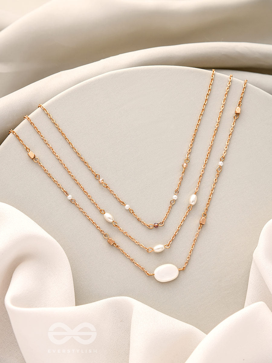 Lost In Space- Golden Stone Layered Necklace With Anti-Tarnish Coating