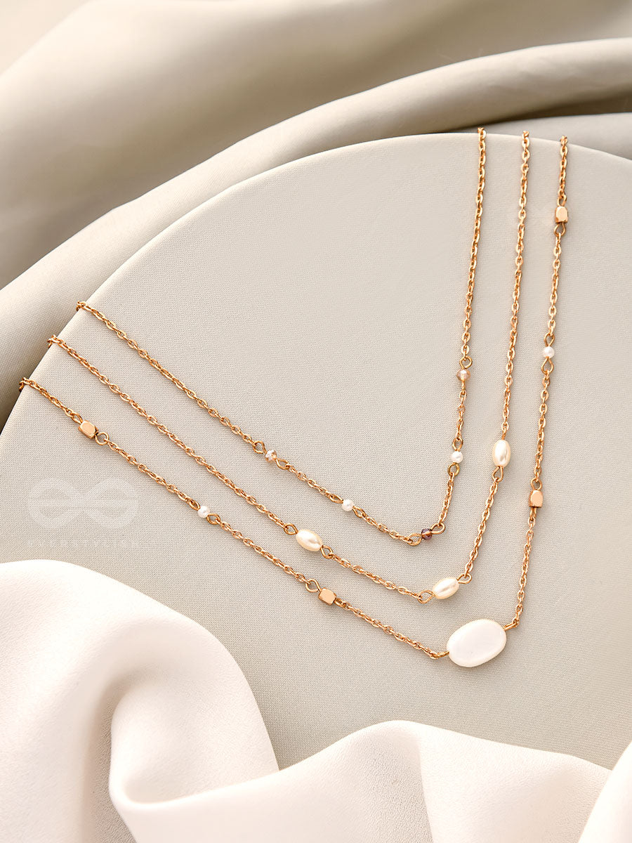 Lost In Space- Golden Stone Layered Necklace With Anti-Tarnish Coating