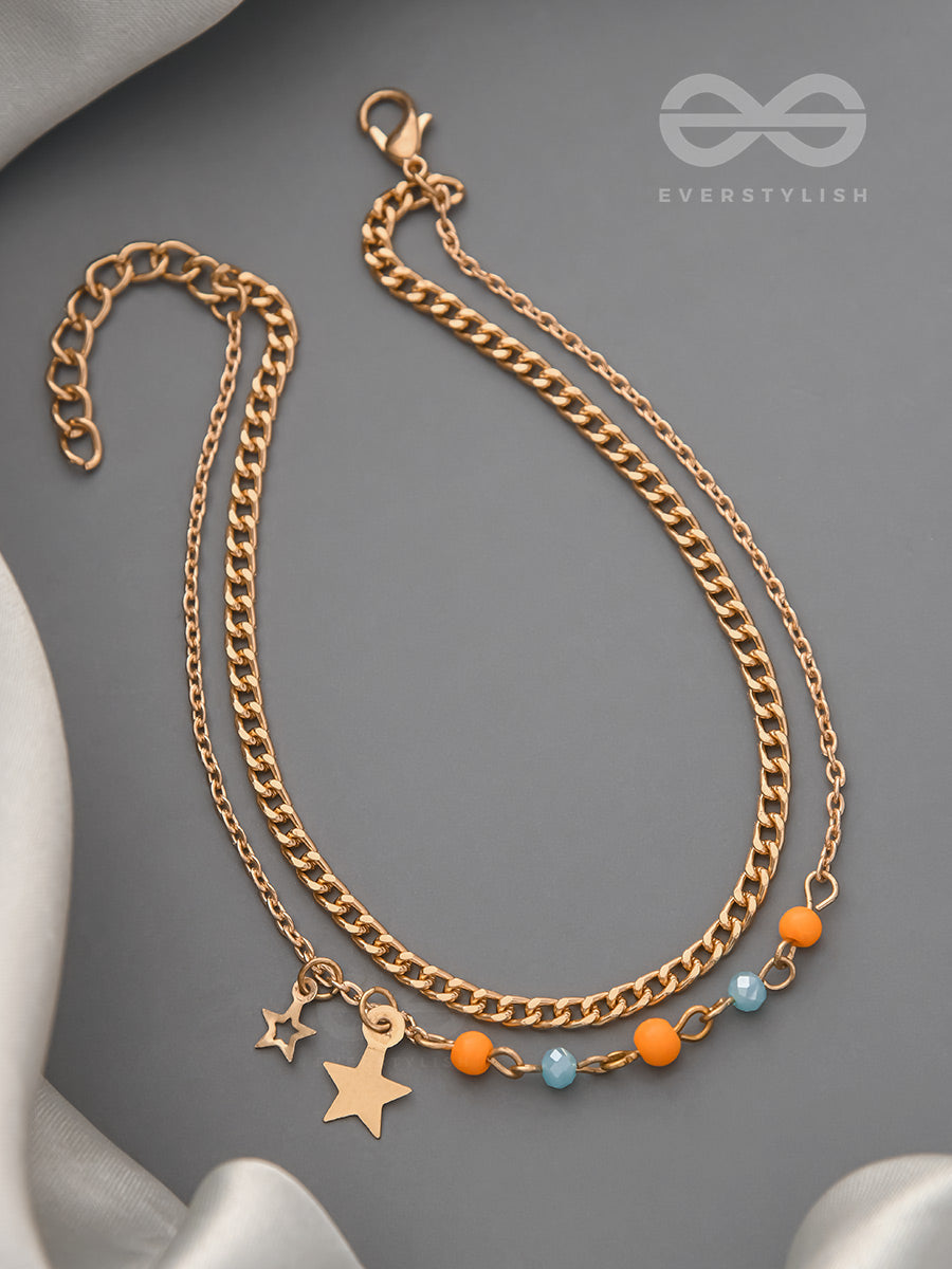 The Lucky Stars- Golden Beads Layered Anklet
