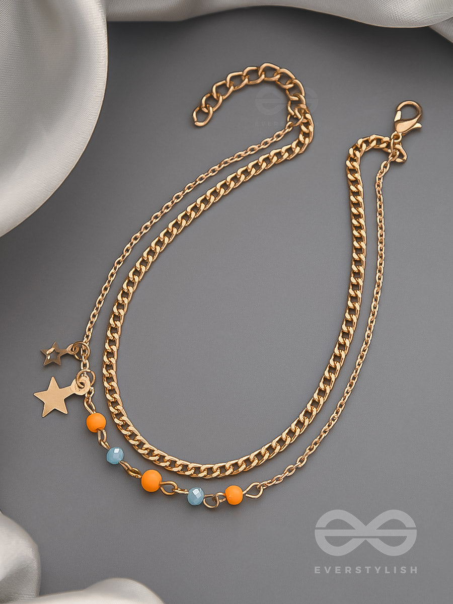 The Lucky Stars- Golden Beads Layered Anklet