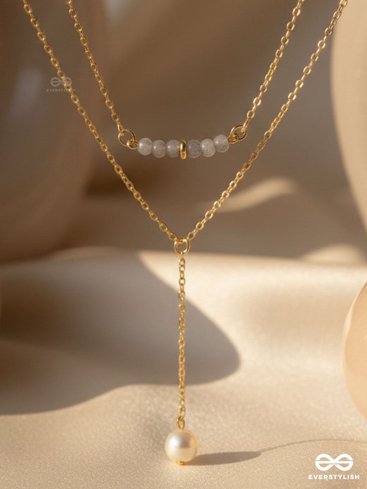 The Drowned Moon- Golden Pearl Layered Necklace With Anti-Tarnish Coating
