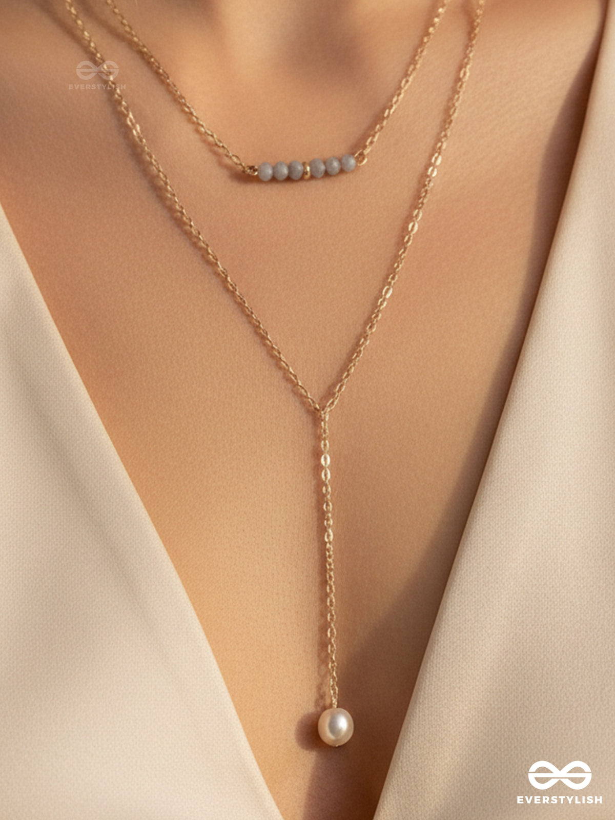 The Drowned Moon- Golden Pearl Layered Necklace With Anti-Tarnish Coating