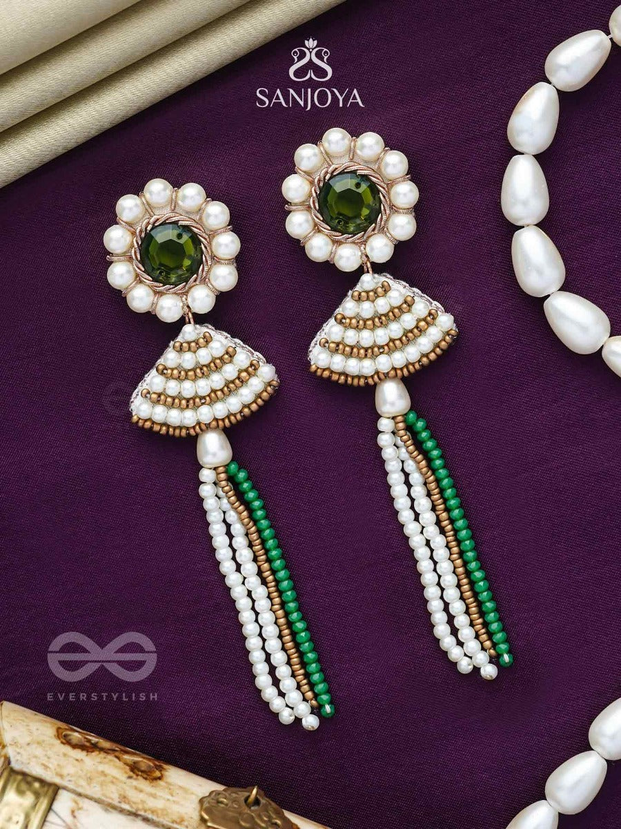 Kalapa- The Bell Of Harmony- Stones And Pearls Embroidered Earrings