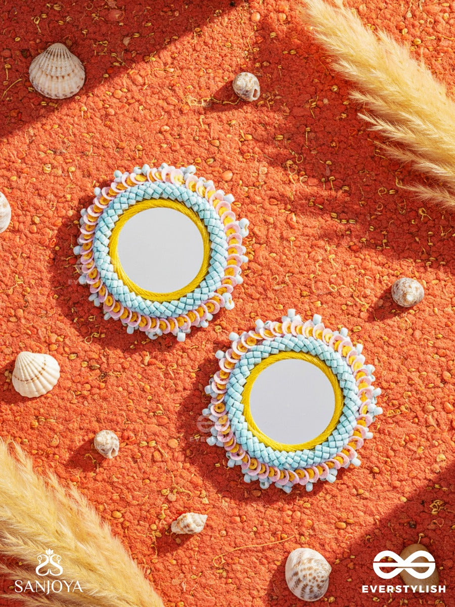 Nimrukti- The Setting Sun- Resham, Mirror And Beads Embroidered Earrings
