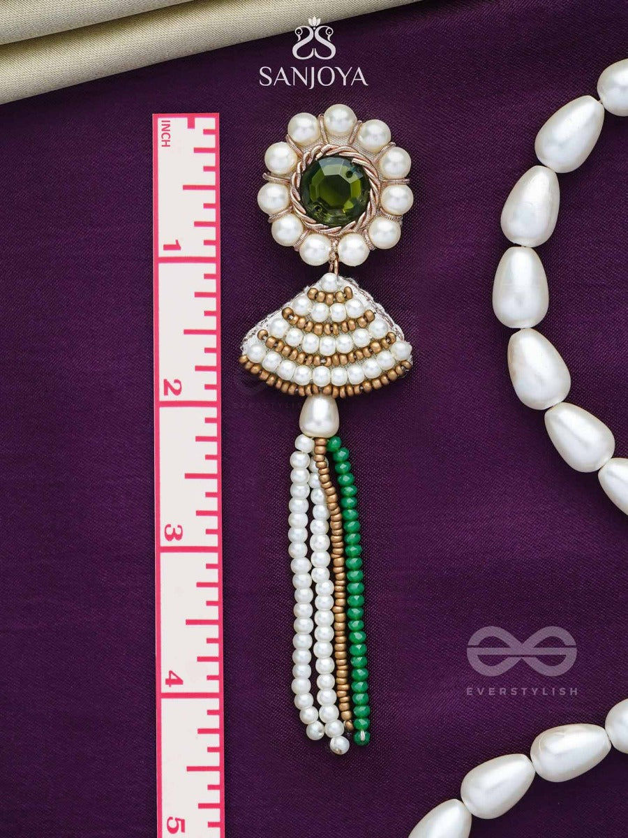 Kalapa- The Bell Of Harmony- Stones And Pearls Embroidered Earrings