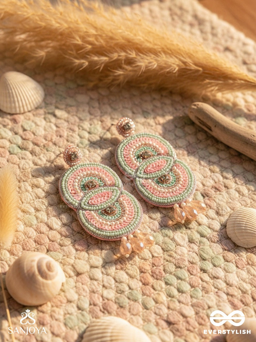 Dwaidha- The Dual- Stones, Sequins And Beads Embroidered Earrings