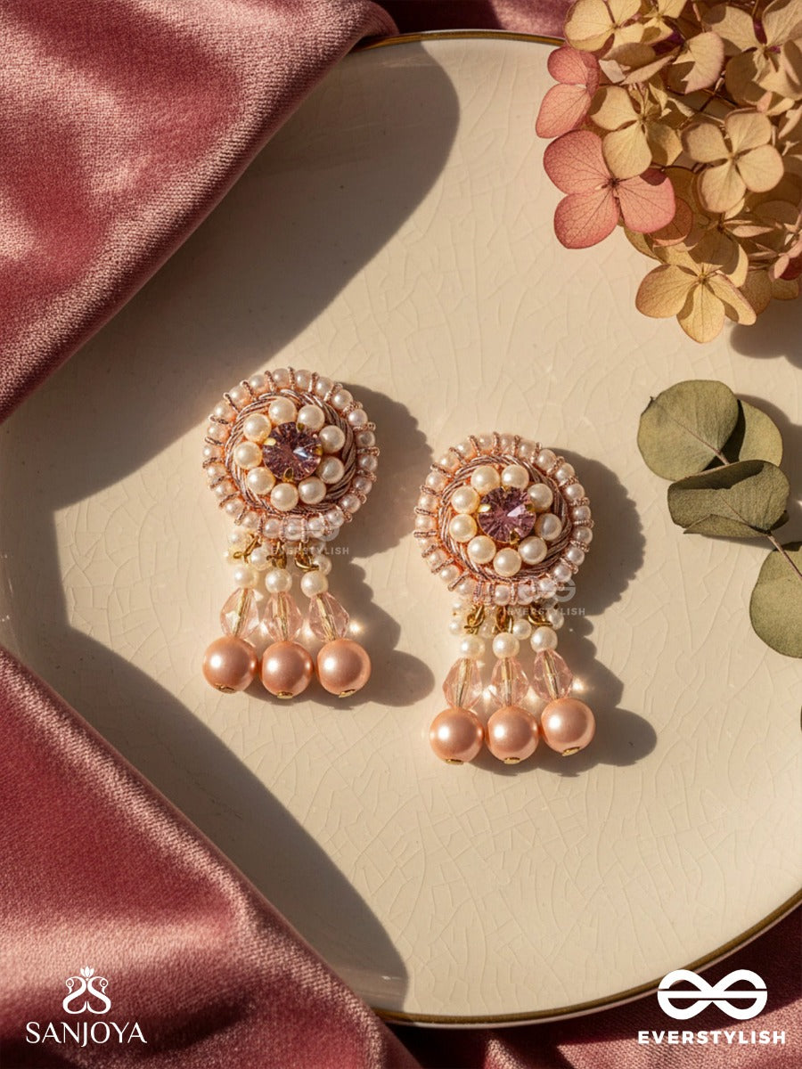 Lavana- The Graceful- Pearls And Glass Beads Embroidered Earrings