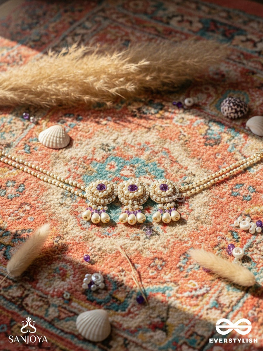 Prasidika- The Beautiful Garden- Stones And Pearls Embroidered Necklace