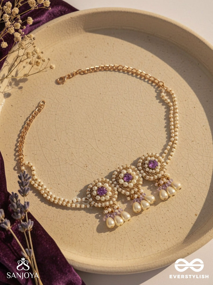 Prasidika- The Beautiful Garden- Stones And Pearls Embroidered Necklace