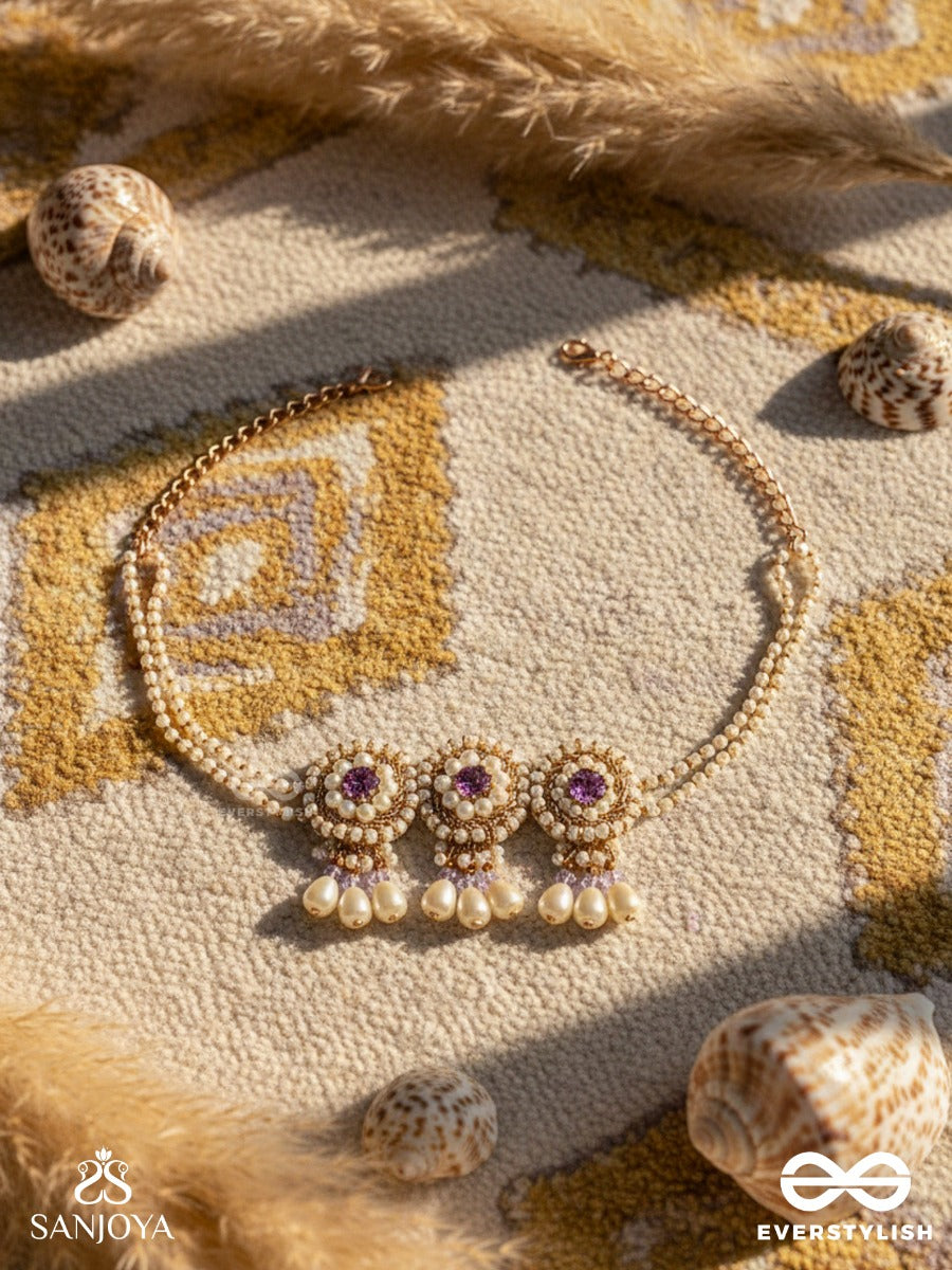 Prasidika- The Beautiful Garden- Stones And Pearls Embroidered Necklace