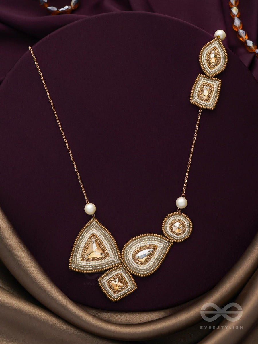Dwista- The Copper Beauty- Beads And Stones Embroidered Necklace With Anti-Tarnish Coating
