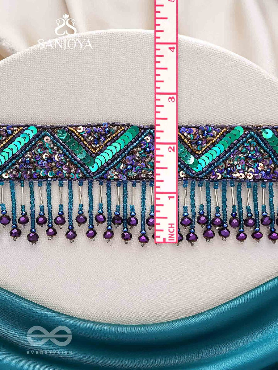 Sarvari - The Starry Night - Beads, Sequins And Cutdana Hand Embroidered Choker Neckpiece