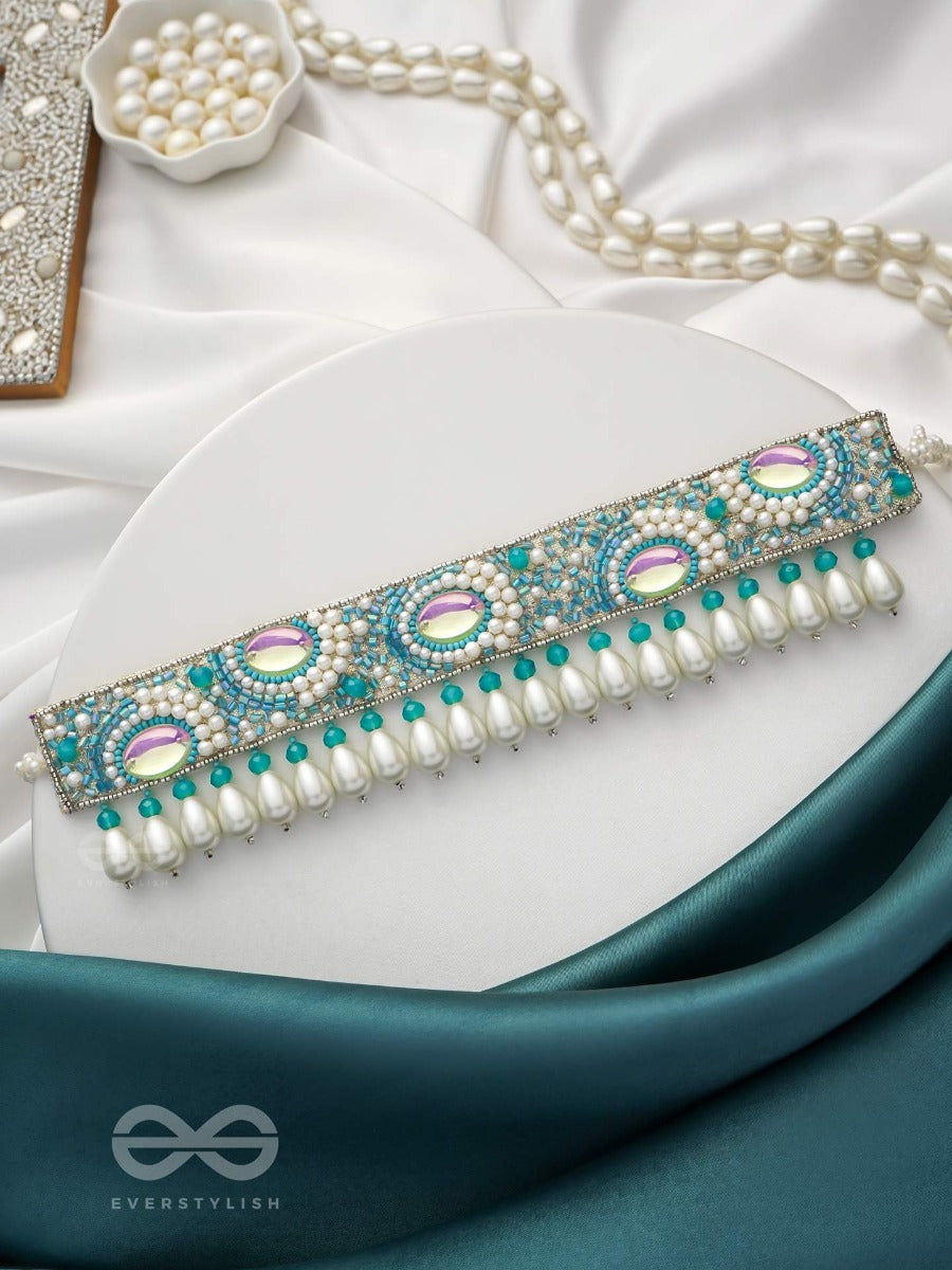 Jalakrit- The Rainy Clouds- Pearls And Stones Embroidered Choker Necklace