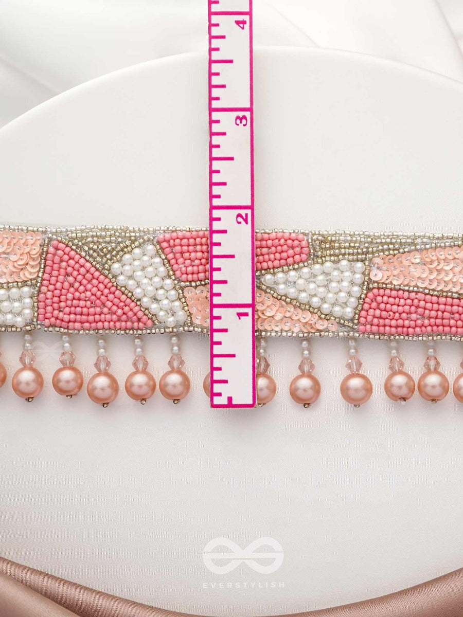 Kanishthika- The Mesmerizing Pink- Pearls, Sequins And Beads Embroidered Choker Necklace