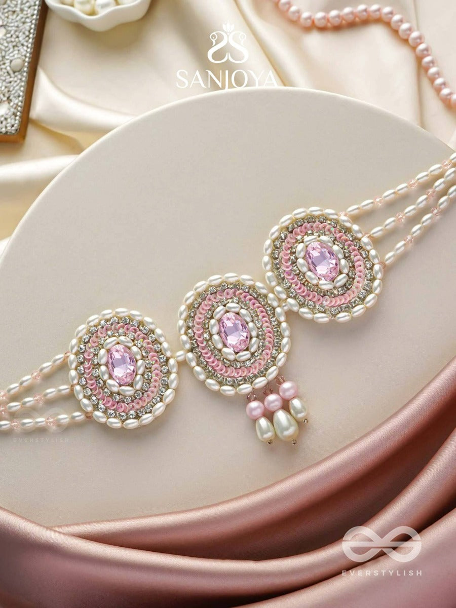 Avaarya- The Enchanting- Stones, Pearls And Sequins Embroidered Choker Necklace