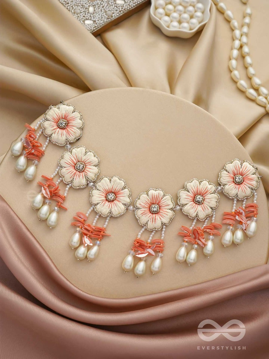 Vinirmita- The Beautiful Garden- Resham, Pearls And Stones Embroidered Choker Necklace