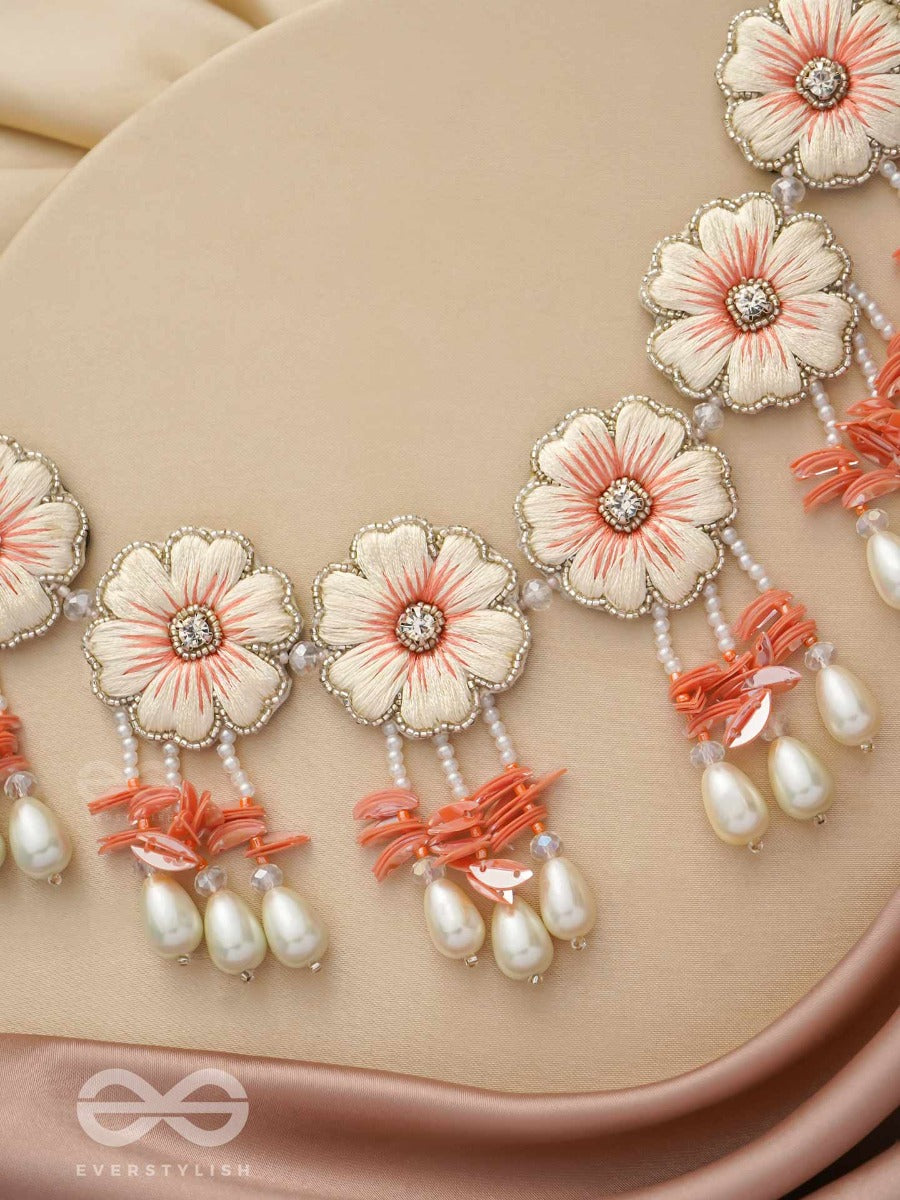 Vinirmita- The Beautiful Garden- Resham, Pearls And Stones Embroidered Choker Necklace