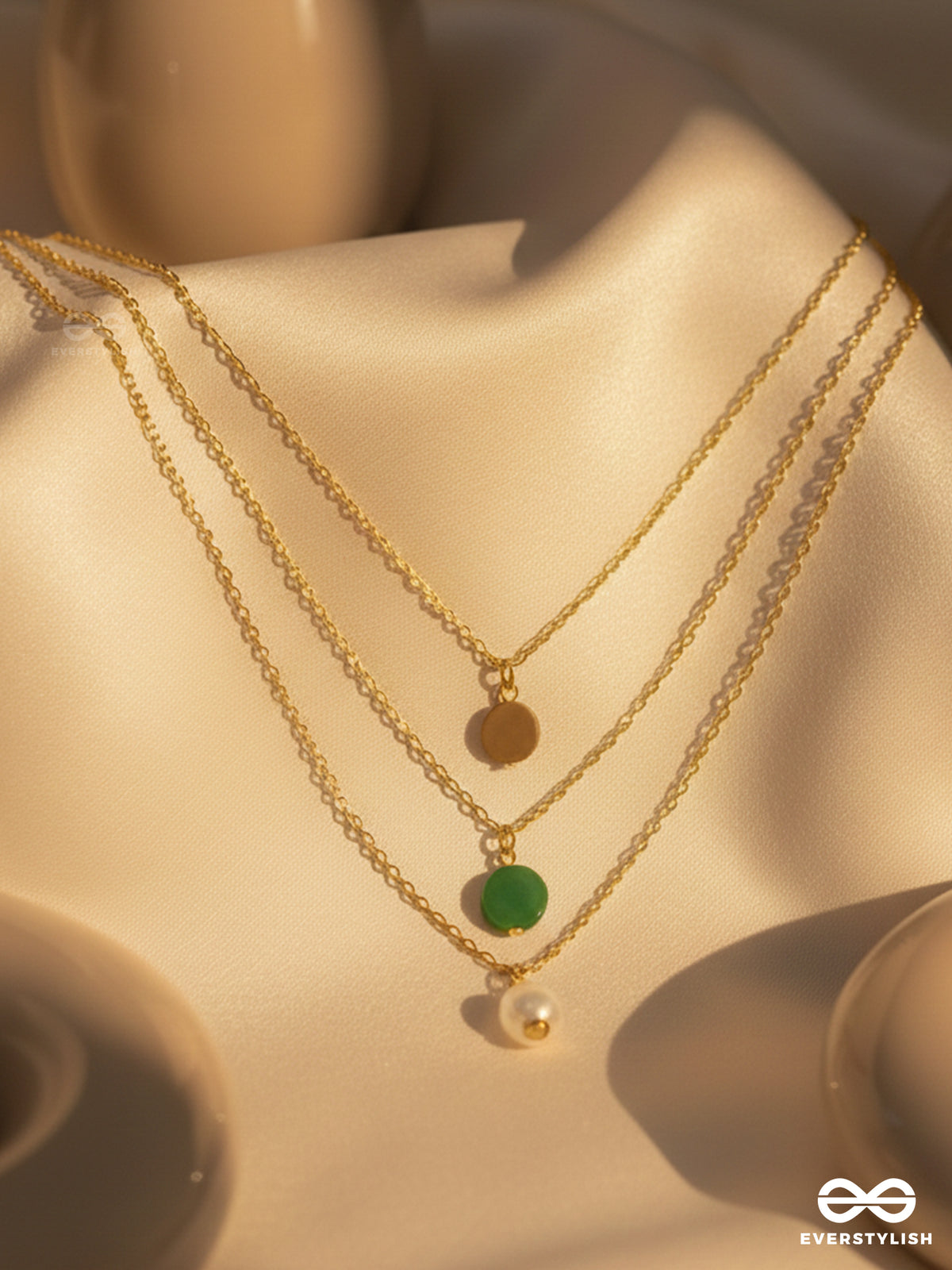 Shades Of Passion- Golden Pearl Layered Necklace With Anti-Tarnish Coating