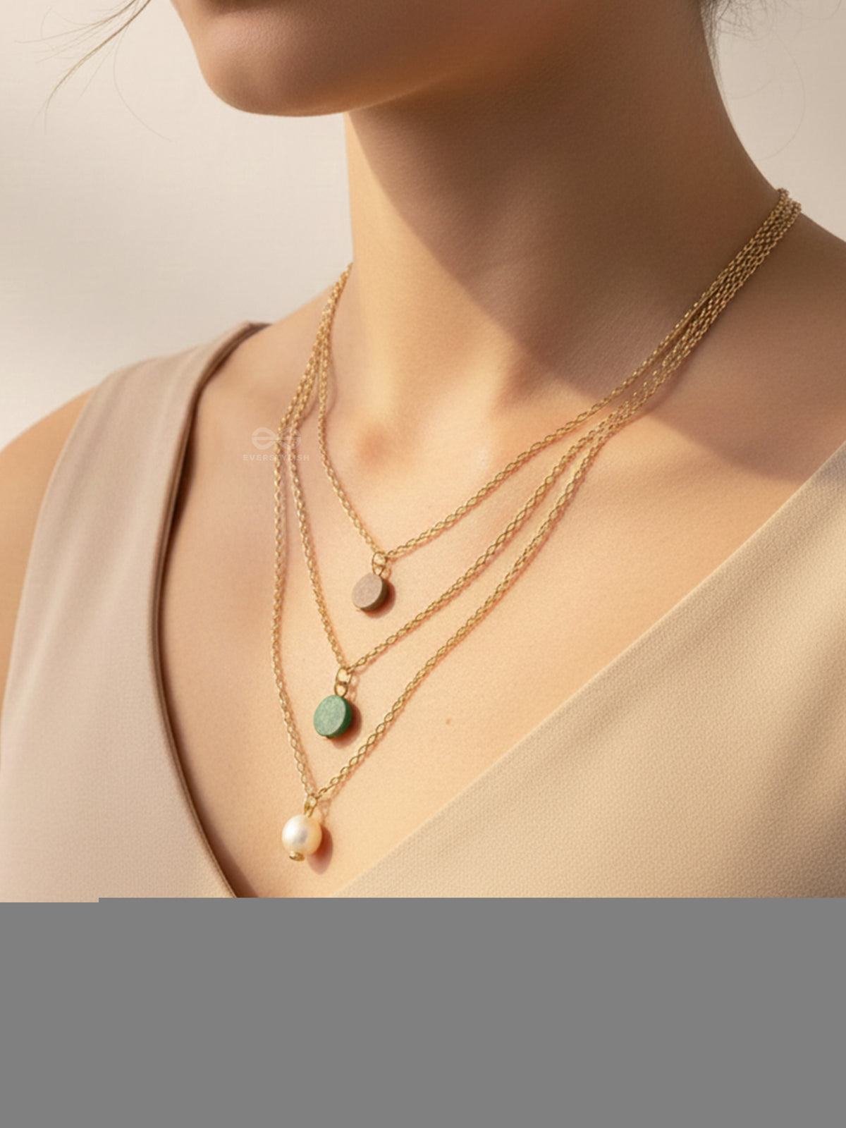 Shades Of Passion- Golden Pearl Layered Necklace With Anti-Tarnish Coating