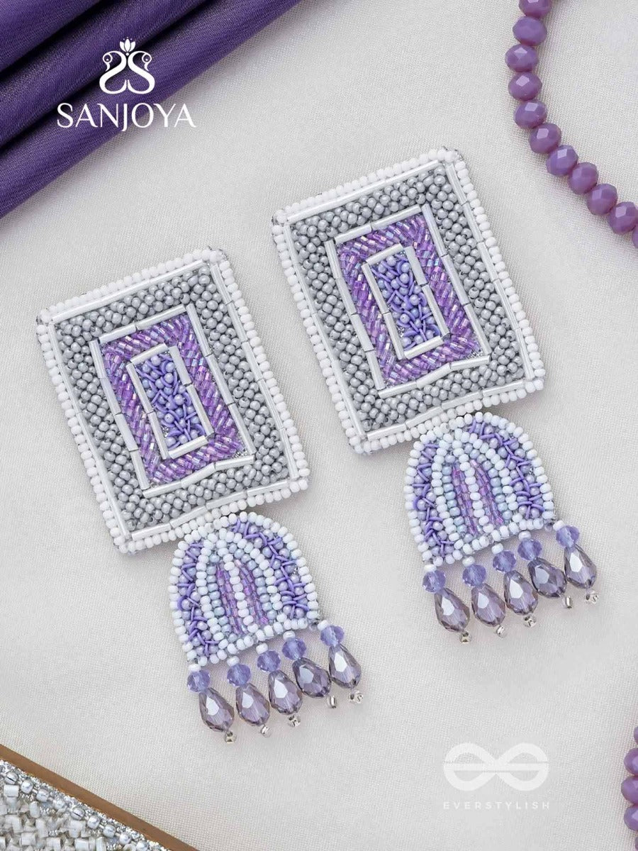 Haarya- The Beautiful Bell- Beads And Glass Drops Embroidered Earrings