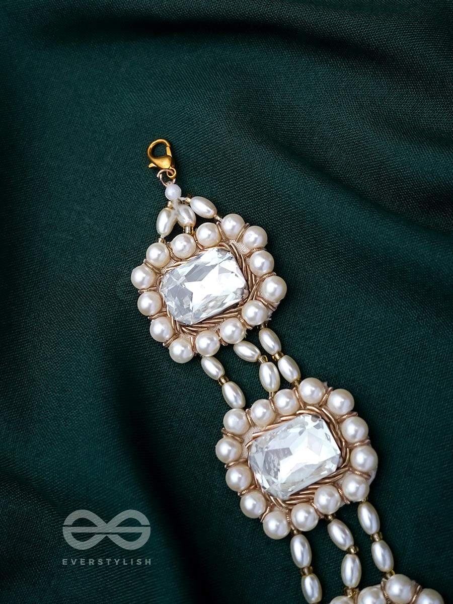 Bhaamin- The Blazing Light- Stone And Dabka Embroidered Bracelet