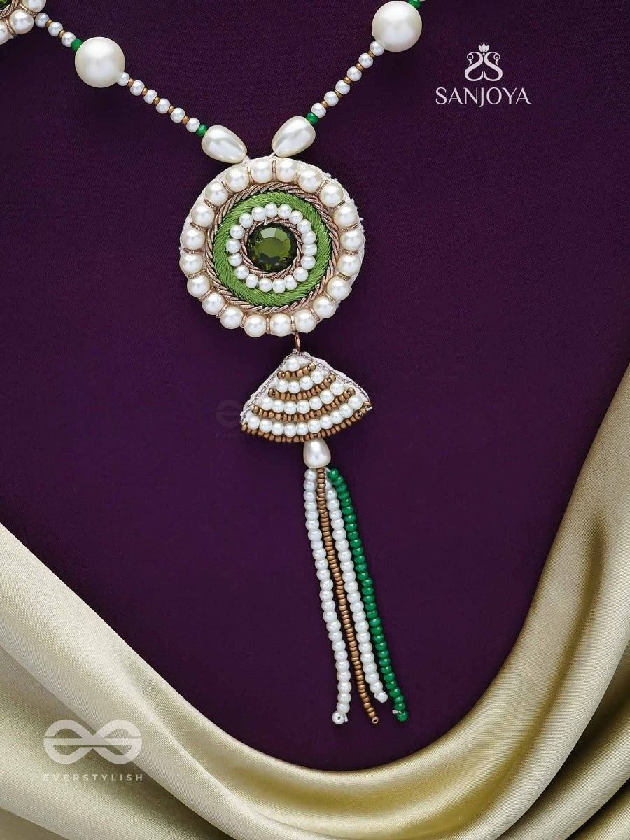 Salamkara- The Adorned- Stones, Pearls And Beads Embroidered Necklace
