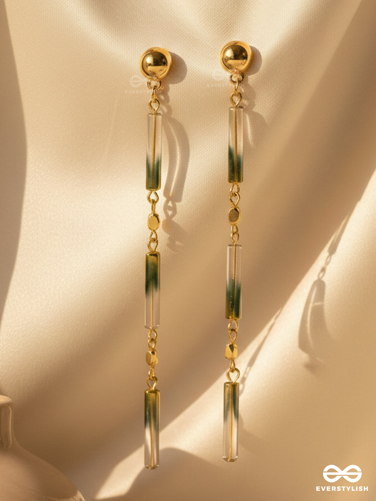 Day In, Day Out-Golden Resin Earrings (Ivory White And Lead Black)