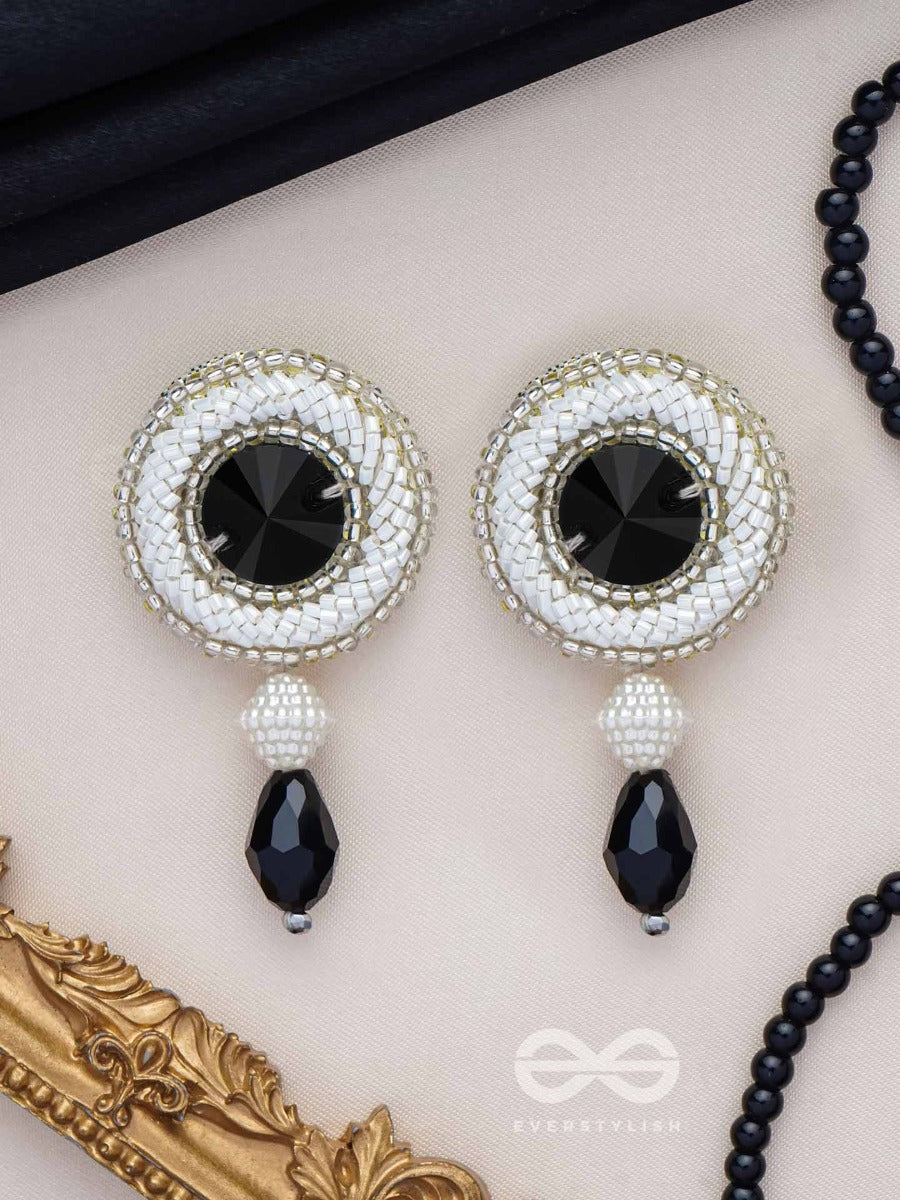 Kairavi- The Moonlight- Stones And Glass Drops Embroidered Earrings