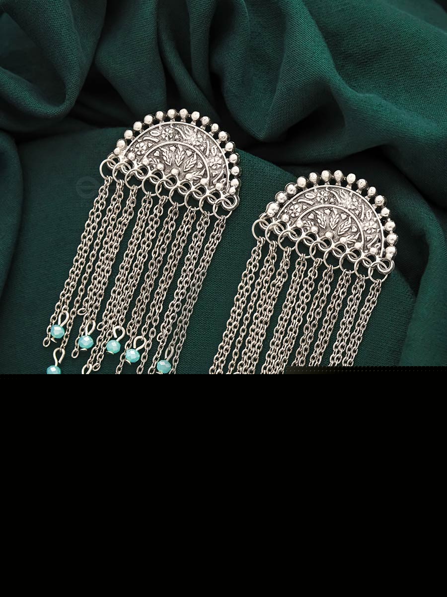 The Frozen Cascade- Oxidized Beads Earrings