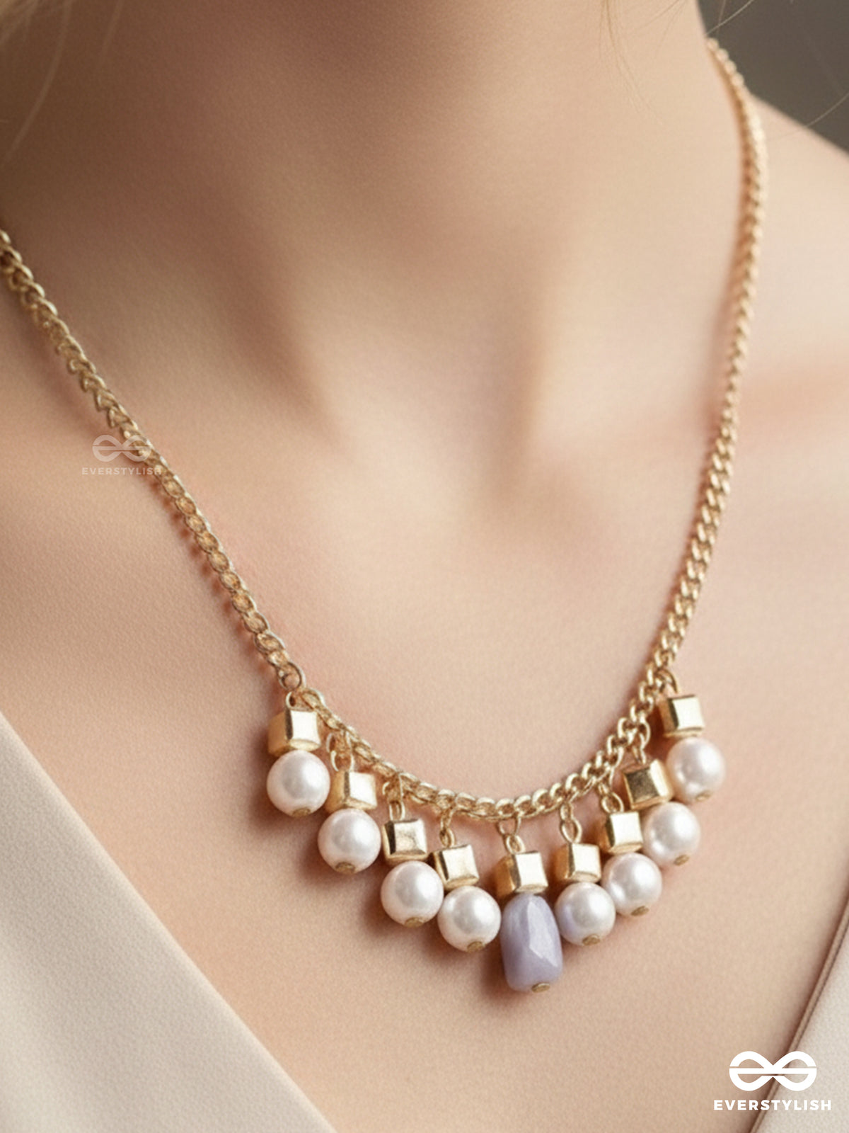 Glowing Lanterns- Golden Pearls Necklace With Anti-Tarnish Coating