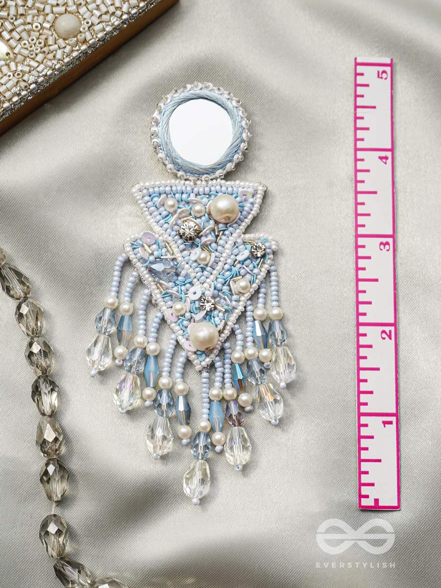 Rasayana- The Elixir Rain- Mirror And Pearls Embroidered Earrings