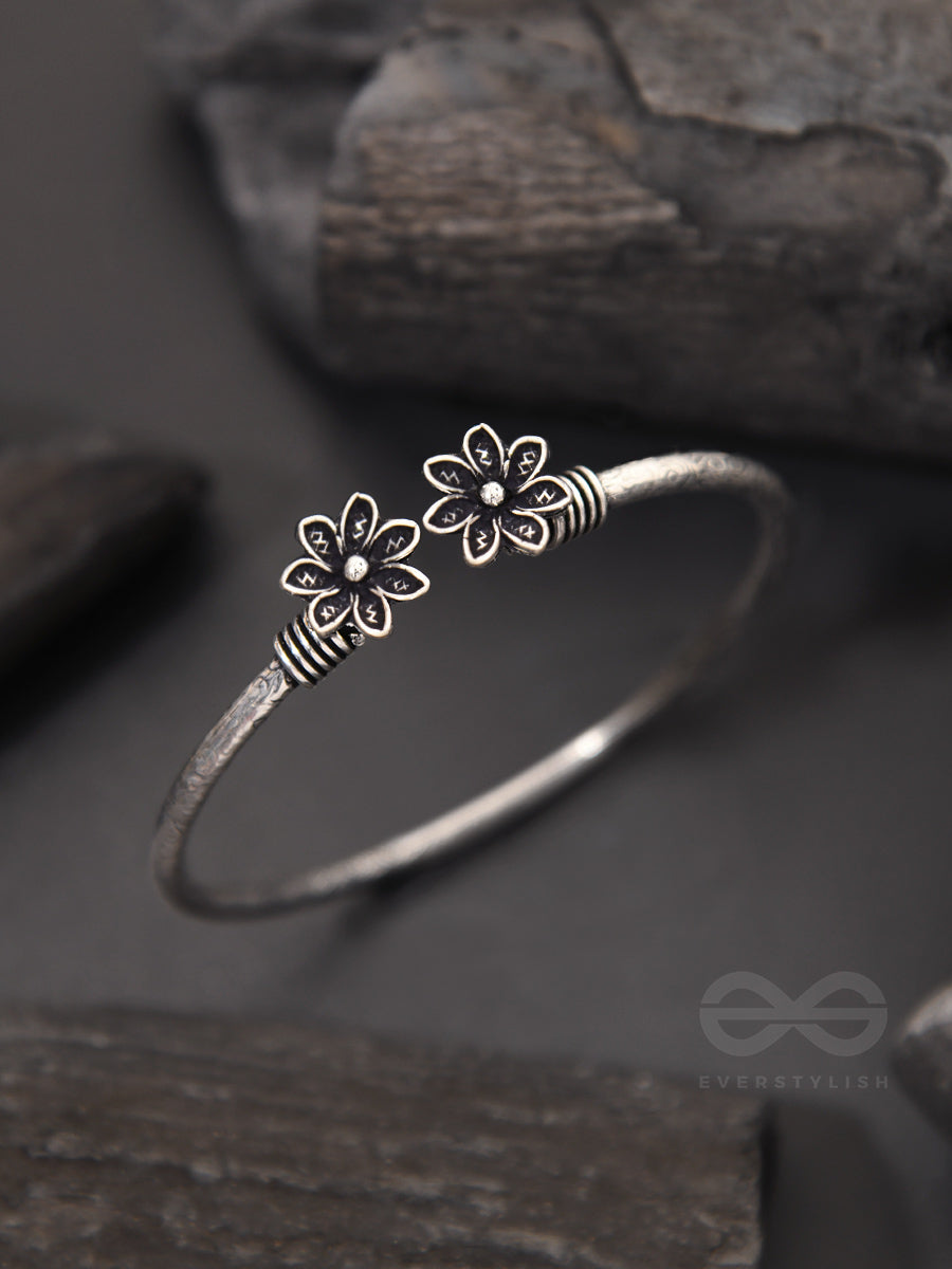 The Early Bloomer- Oxidised Bangle Bracelet