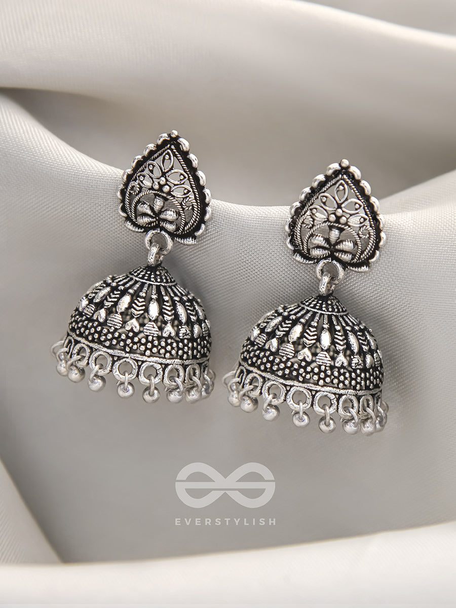 Hearts And Flowers- Brass Jhumka Earrings