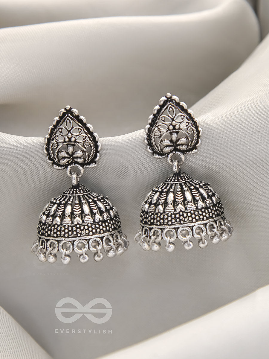 Hearts And Flowers- Brass Jhumka Earrings