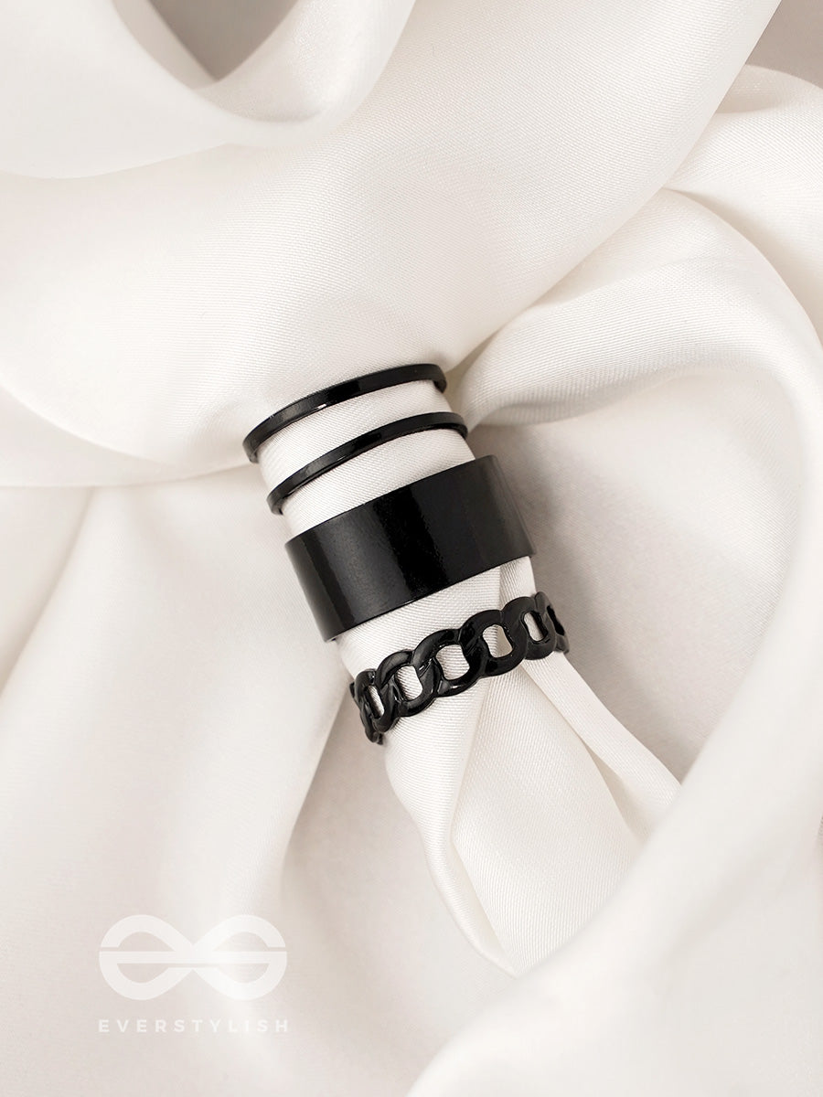 Bands N Chains- Set Of 3 Black Rings