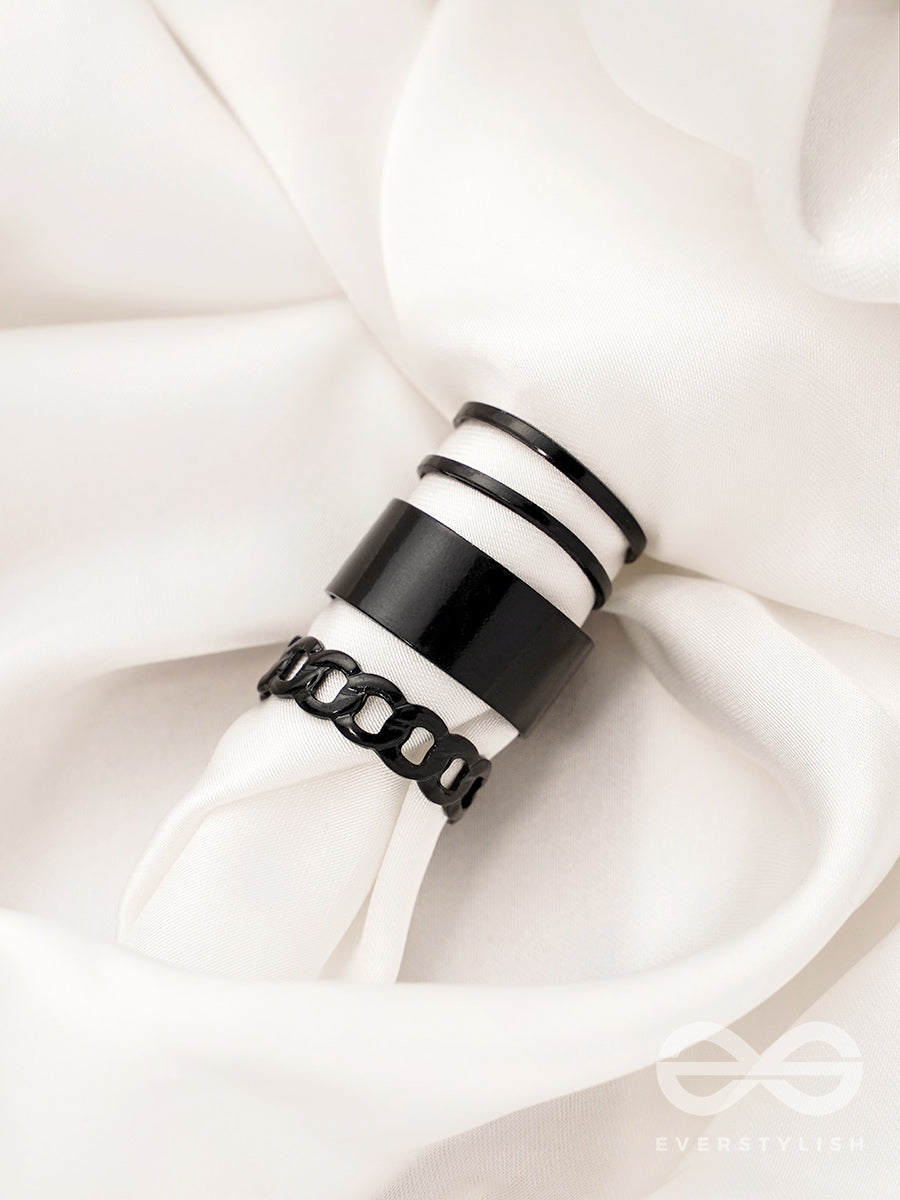 Bands N Chains- Set Of 3 Black Rings