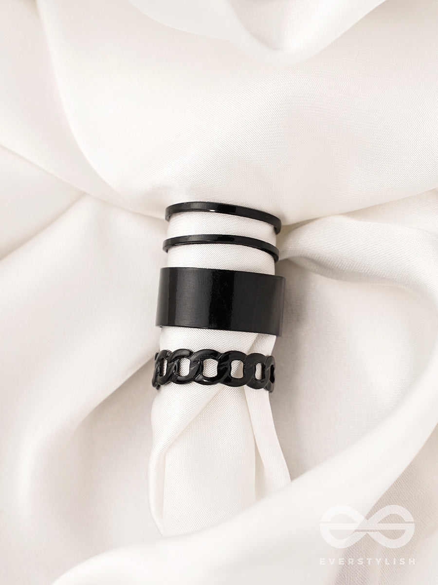 Bands N Chains- Set Of 3 Black Rings