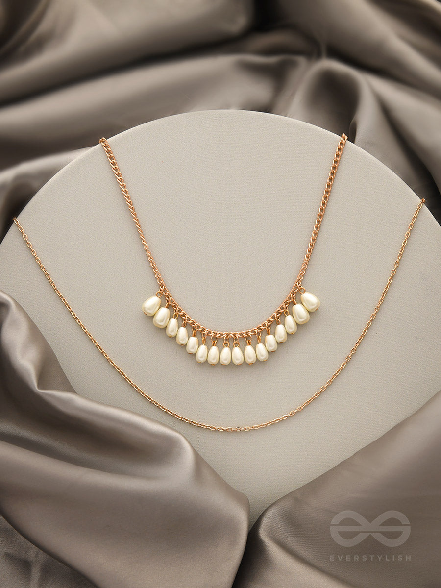 The Rain Shower- Golden Layered Pearl Necklace With Anti-Tarnish Coating