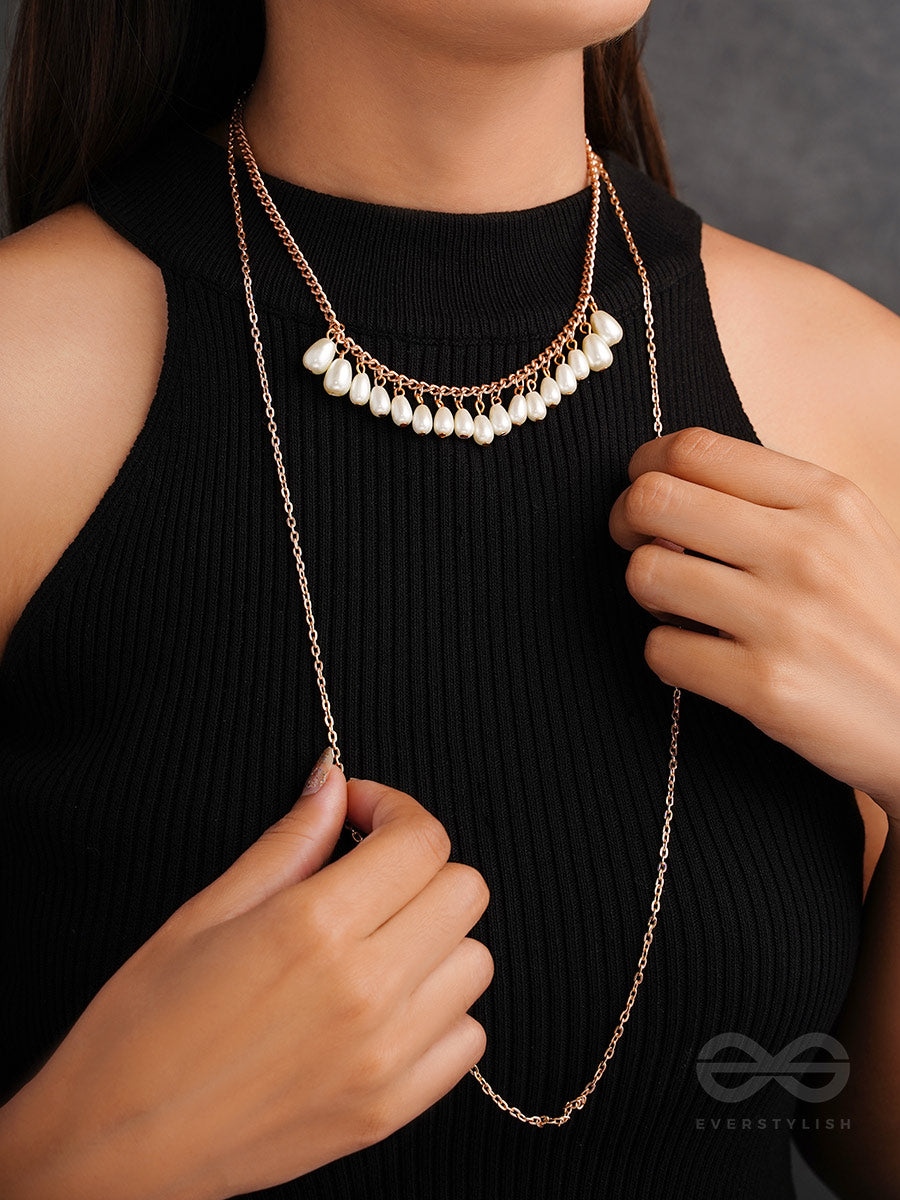 The Rain Shower- Golden Layered Pearl Necklace With Anti-Tarnish Coating
