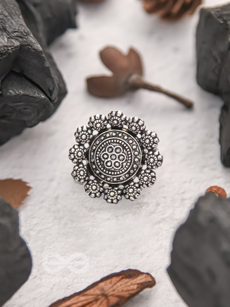 Bed Of Roses- Oxidised Statement Ring