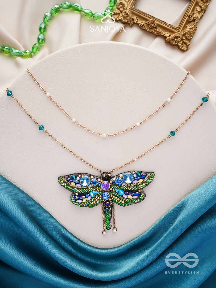 Chitrang- The Colorful Butterfly - Stones And Sequins Embroidered Necklace With Anti-Tarnish Coating