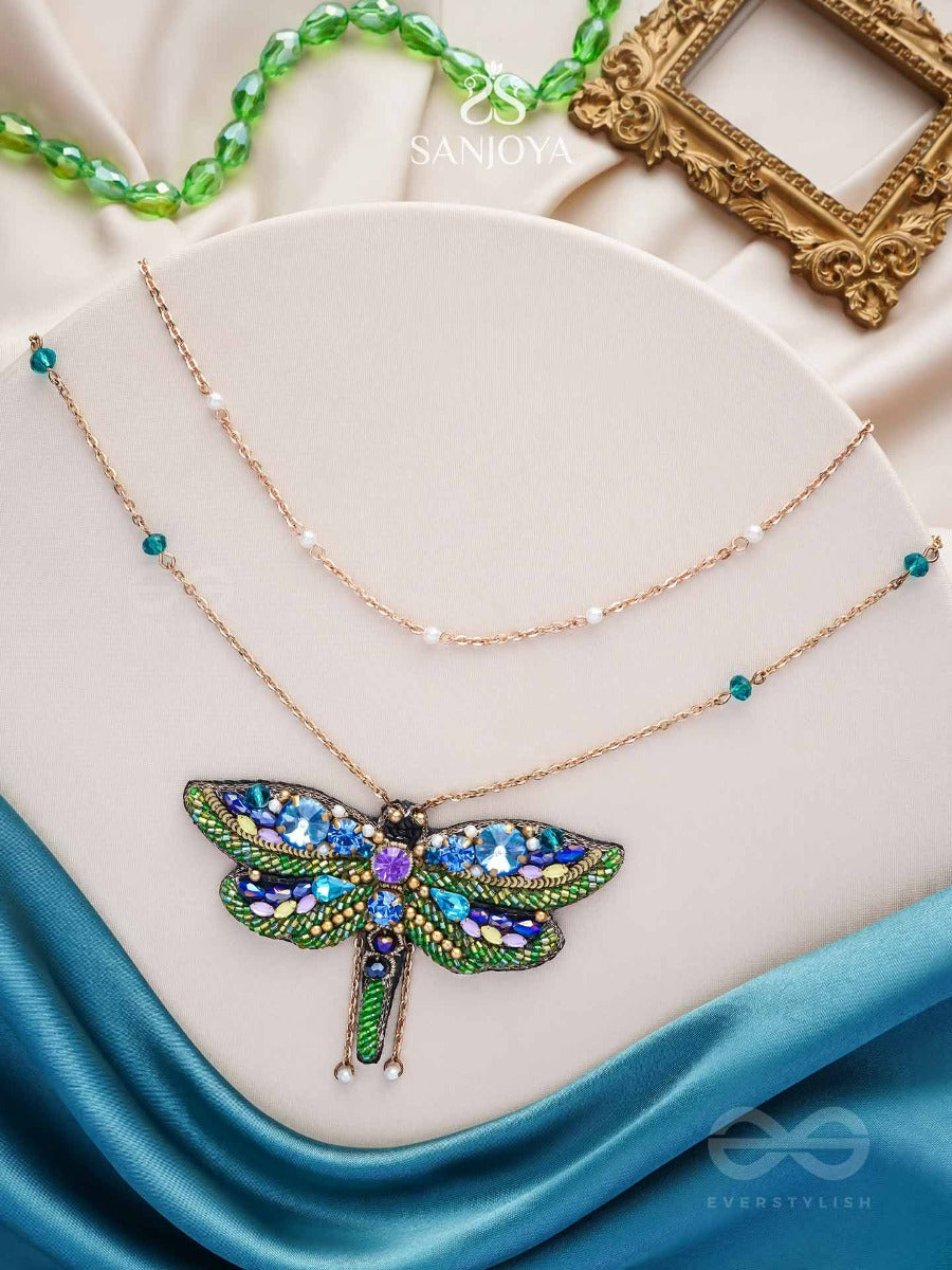 Chitrang- The Colorful Butterfly - Stones And Sequins Embroidered Necklace With Anti-Tarnish Coating