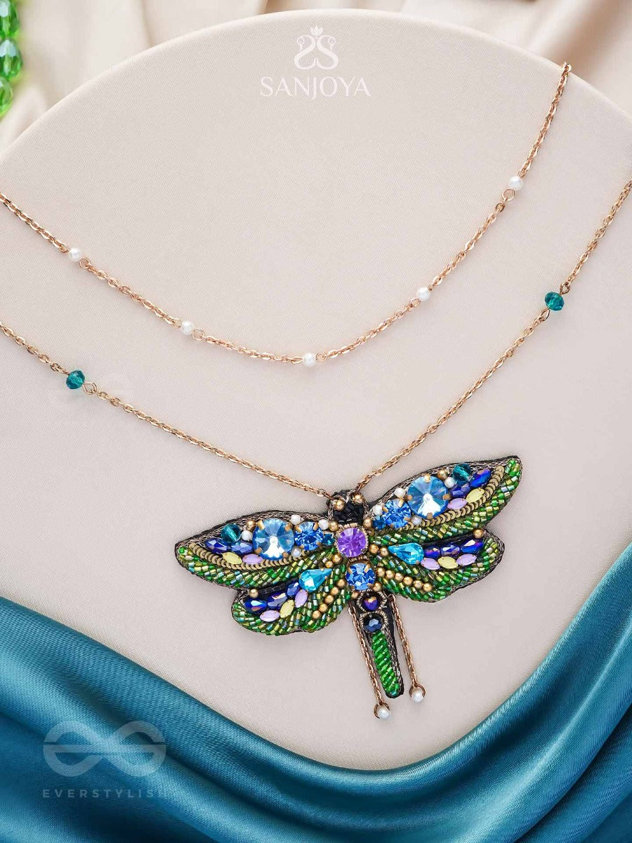 Chitrang- The Colorful Butterfly - Stones And Sequins Embroidered Necklace With Anti-Tarnish Coating