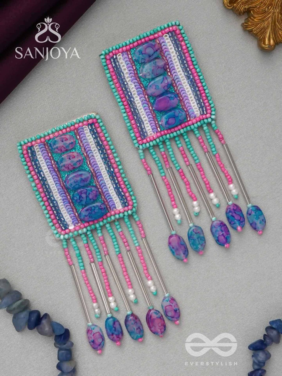 Adhvan- The Stony Path- Stones, Sequins And Beads Embroidered Earrings