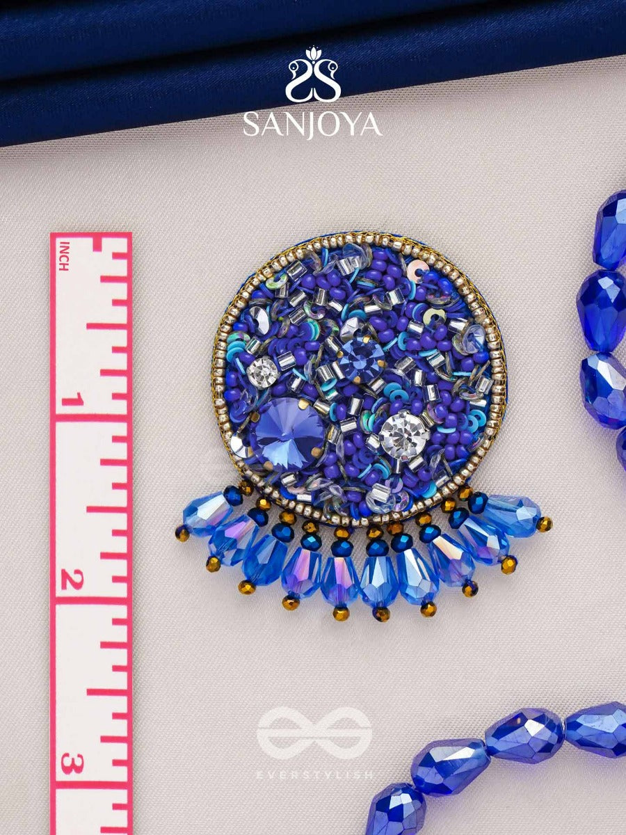 Vineela- The Azure Allure- Stones And Sequins Embroidered Earrings