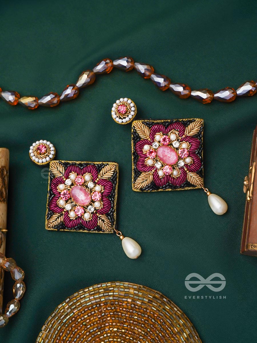 Kisalaya- The Delicate Bloom- Pearls And Stones Embroidered Earrings