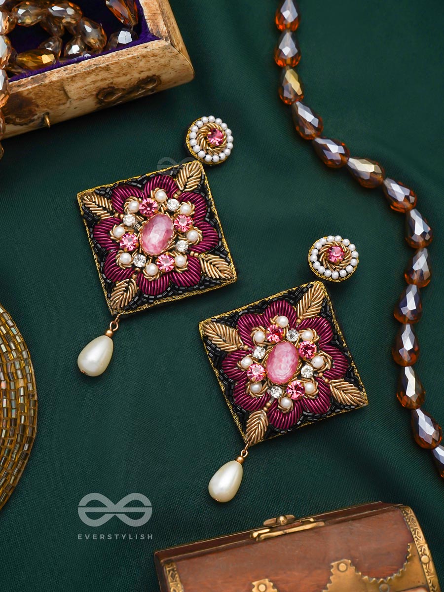Kisalaya- The Delicate Bloom- Pearls And Stones Embroidered Earrings