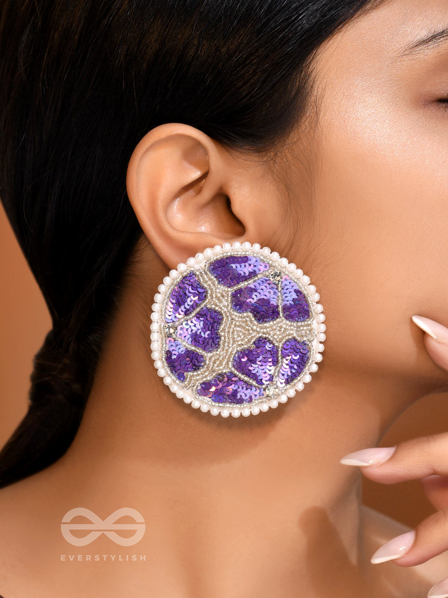Samstara- Adorned With Flowers- Stones, Beads And Sequins Embroidered Earrings