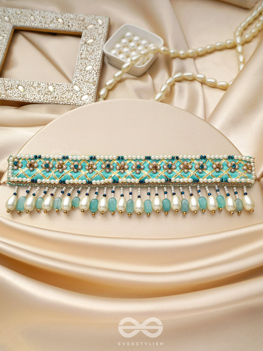 Dhrti - A Mythical Shore - Pearls And Beads Hand Embroidered Choker Necklace