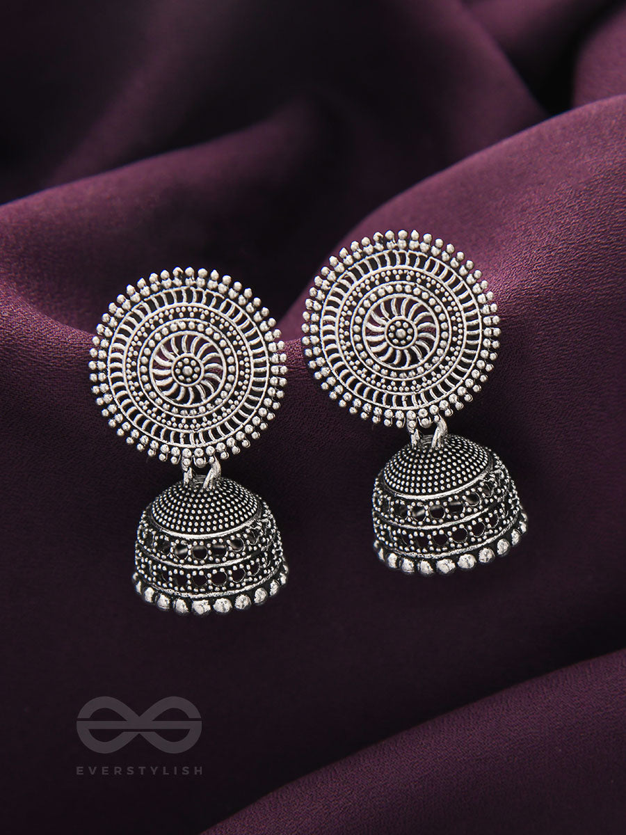 The Moon Beams- Oxidised Jhumka Earrings